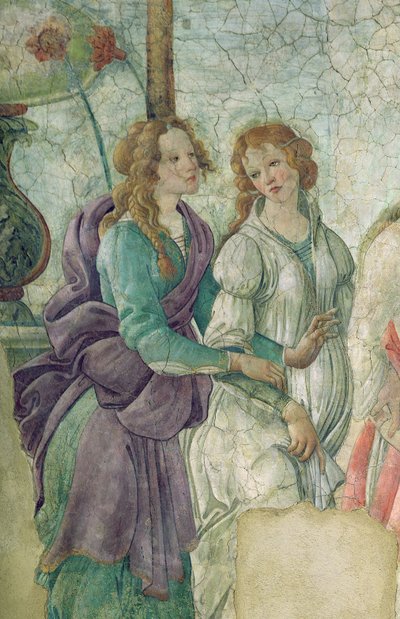 Detail van Venus en de Gratiën die geschenken aanbieden aan een jong meisje, 1486 door Sandro Botticelli